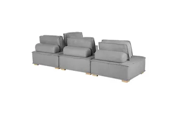 Hörnsoffa Tibro Grå/ljust trä - Grå/ljust trä - Möbler - Soffa - Modulsoffor - Komplett modulsoffa