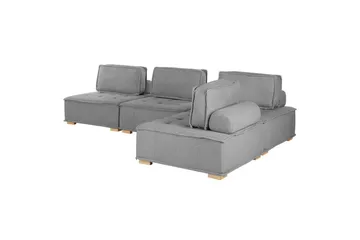 Hörnsoffa Tibro Grå/ljust trä - Grå/ljust trä - Möbler - Soffa - Modulsoffor - Komplett modulsoffa