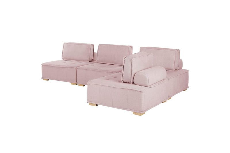 Hörnsoffa Tibro Rosa/ljust trä - Rosa/ljust trä - Möbler - Soffa - Modulsoffor - Komplett modulsoffa
