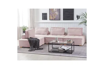 Hörnsoffa Tibro Rosa/ljust trä - Rosa/ljust trä - Möbler - Soffa - Modulsoffor - Komplett modulsoffa