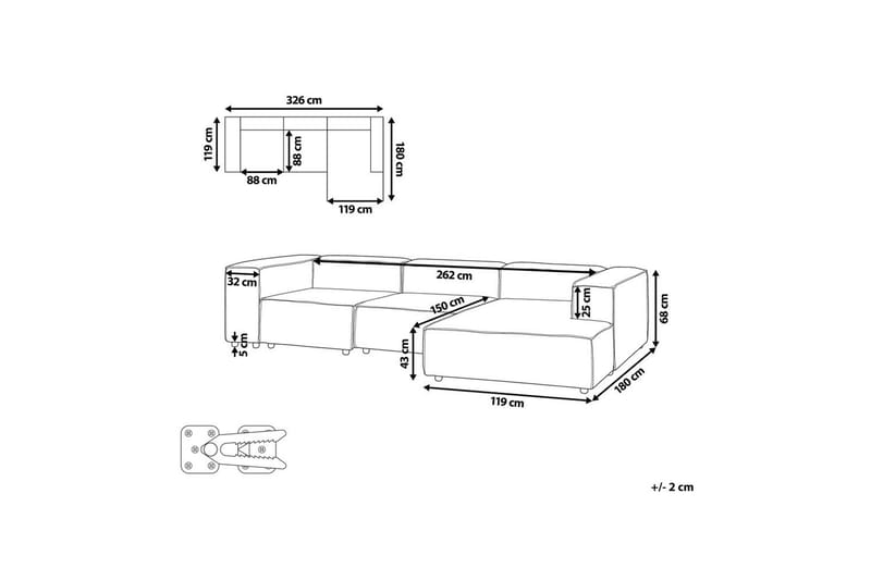 Hörnsoffa till vänster Ardal Beige/svart - Beige/svart - Möbler - Soffa - Modulsoffor - Hörnmodul