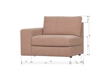 Kielstra Vänstermodul - Rosa - Möbler - Soffa - Modulsoffor - Övriga moduler till modulsoffa