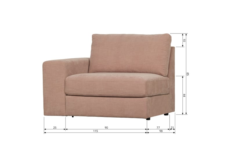 Kielstra Vänstermodul - Rosa - Möbler - Soffa - Modulsoffor - Övriga moduler till modulsoffa