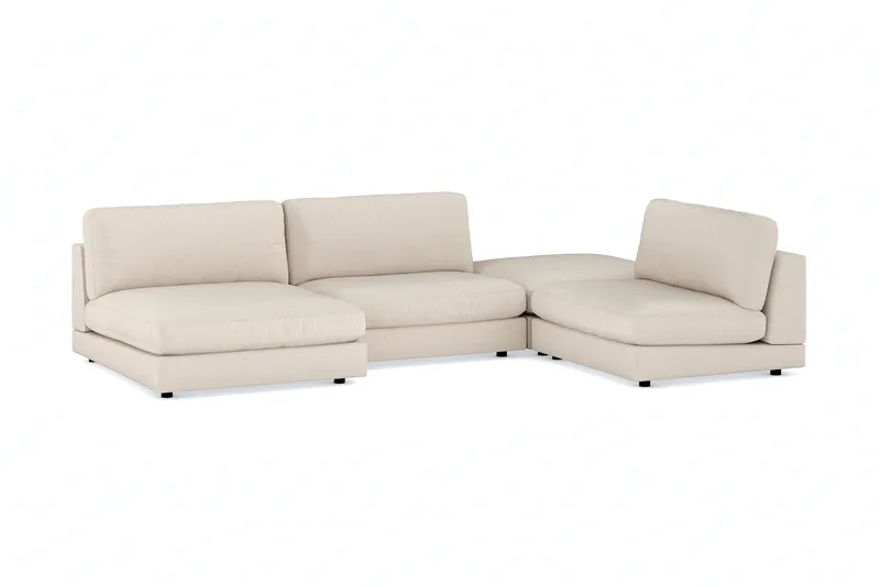Arken 6-sits U-formad Modulsoffa + Fotpall i Manchester - Beige - Möbler - Soffa - Modulsoffor - Komplett modulsoffa