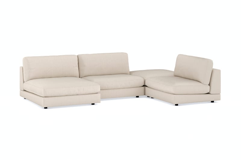 Arken 6-sits U-formad Modulsoffa + Fotpall i Manchester - Beige - Möbler - Soffa - Modulsoffor - Komplett modulsoffa