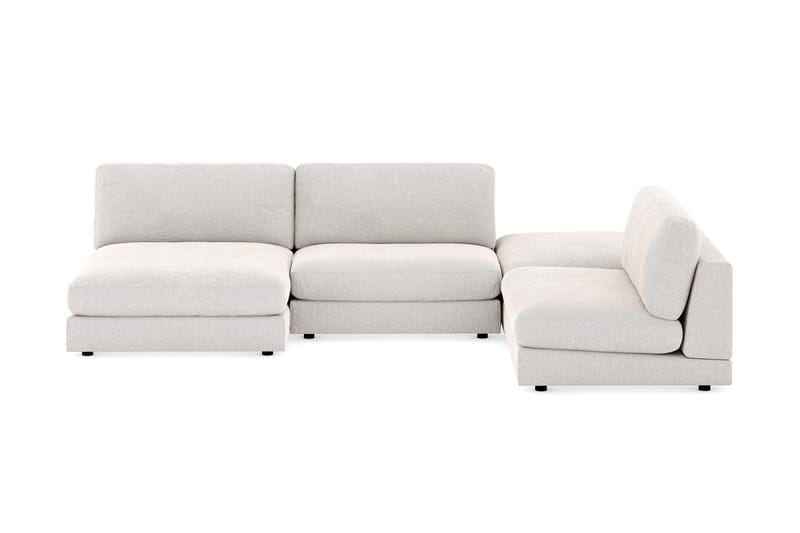 Arken 6-sits U-formad Modulsoffa + Fotpall i Sammet, Krämvit