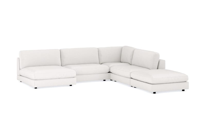 Arken 6-sits Vändbar L-formad Modulhörnsoffa med Divan + Fotpall i Bouclé - Vit - Möbler - Soffa - Modulsoffor - Komplett modulsoffa