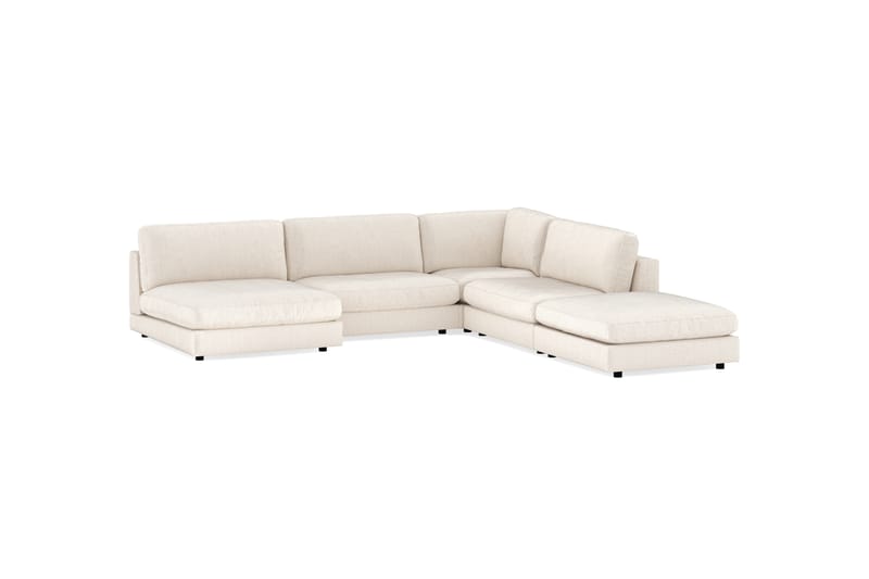 Arken 6-sits Vändbar L-formad Modulhörnsoffa med Divan + Fotpall i Manchester - Beige - Möbler - Soffa - Modulsoffor - Komplett modulsoffa