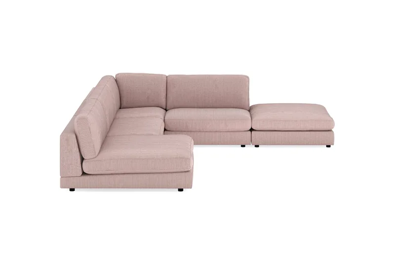Arken 6-sits Vändbar L-formad Modulhörnsoffa med Divan + Fotpall i Manchester - Rosa - Möbler - Soffa - Modulsoffor - Komplett modulsoffa