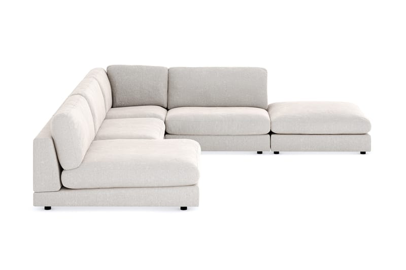 Arken 6-sits Vändbar L-formad Modulhörnsoffa med Divan + Fotpall i Sammet - Krämvit - Möbler - Soffa - Modulsoffor - Komplett modulsoffa