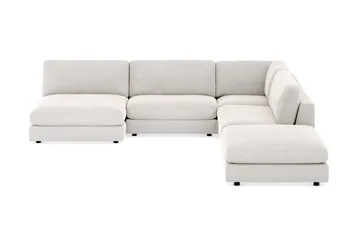Arken 6-sits Vändbar L-formad Modulhörnsoffa med Divan + Fotpall i Sammet - Krämvit - Möbler - Soffa - Modulsoffor - Komplett modulsoffa