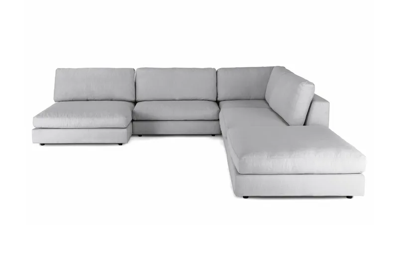 Arken 6-sits Vändbar L-formad Modulhörnsoffa med Divan + Fotpall i Tyg - Grå - Möbler - Soffa - Modulsoffor - Komplett modulsoffa