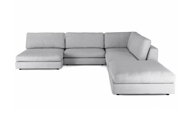 Arken 6-sits Vändbar L-formad Modulhörnsoffa med Divan + Fotpall i Tyg - Grå - Möbler - Soffa - Modulsoffor - Komplett modulsoffa