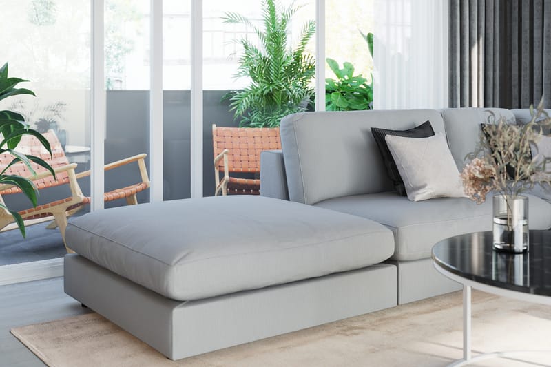Arken 6-sits Vändbar L-formad Modulhörnsoffa med Divan + Fotpall i Tyg - Grå - Möbler - Soffa - Modulsoffor - Komplett modulsoffa