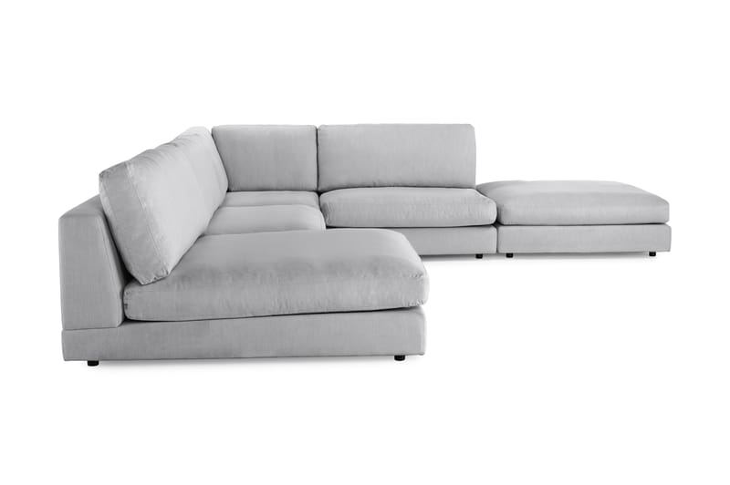 Arken 6-sits Vändbar L-formad Modulhörnsoffa med Divan + Fotpall i Tyg - Grå - Möbler - Soffa - Modulsoffor - Komplett modulsoffa