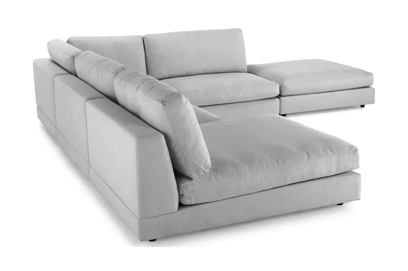 Arken 6-sits Vändbar L-formad Modulhörnsoffa med Divan + Fotpall i Tyg - Grå - Möbler - Soffa - Modulsoffor - Komplett modulsoffa