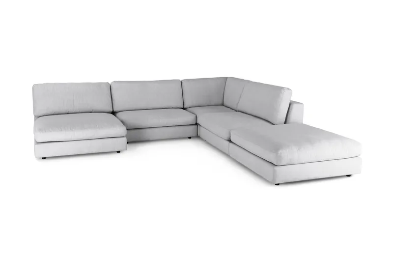 Arken 6-sits Vändbar L-formad Modulhörnsoffa med Divan + Fotpall i Tyg - Grå - Möbler - Soffa - Modulsoffor - Komplett modulsoffa