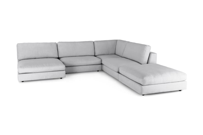 Arken 6-sits Vändbar L-formad Modulhörnsoffa med Divan + Fotpall i Tyg - Grå - Möbler - Soffa - Modulsoffor - Komplett modulsoffa