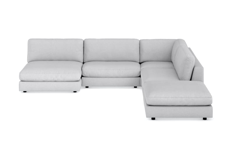 Arken 6-sits Vändbar L-formad Modulhörnsoffa med Divan + Fotpall i Tyg, Ljusgrå