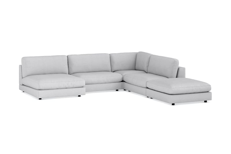 Arken 6-sits Vändbar L-formad Modulhörnsoffa med Divan + Fotpall i Tyg - Ljusgrå - Möbler - Soffa - Modulsoffor - Komplett modulsoffa