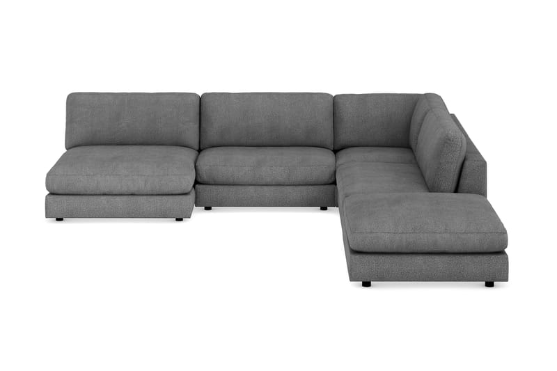 Arken 6-sits Vändbar L-formad Modulhörnsoffa med Divan + Fotpall i Tyg - Mörkgrå - Möbler - Soffa - Modulsoffor - Komplett modulsoffa
