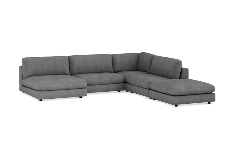 Arken 6-sits Vändbar L-formad Modulhörnsoffa med Divan + Fotpall i Tyg - Mörkgrå - Möbler - Soffa - Modulsoffor - Komplett modulsoffa