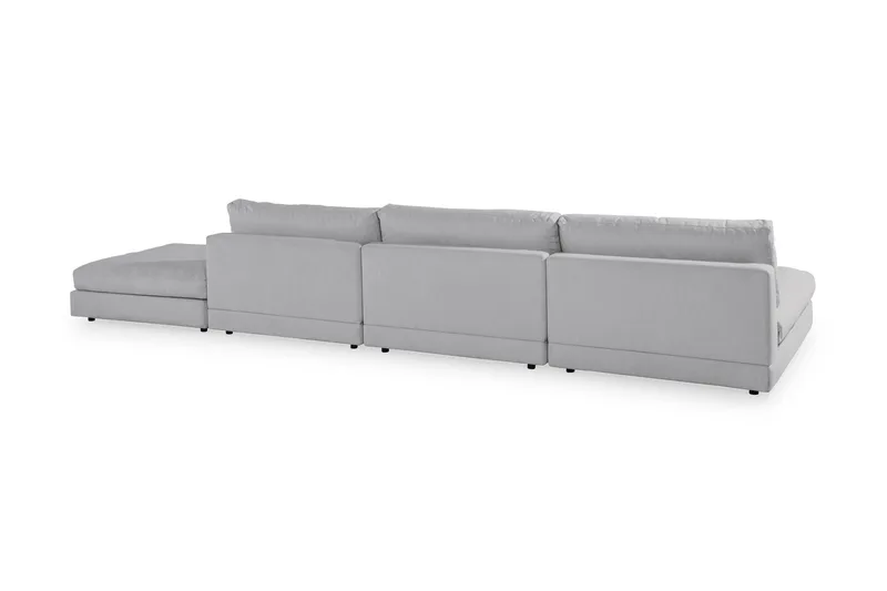 Arken 6-sits Vändbar U-formad Modulsoffa med Divan + Fotpall i Tyg - Grå - Möbler - Soffa - Modulsoffor - Komplett modulsoffa