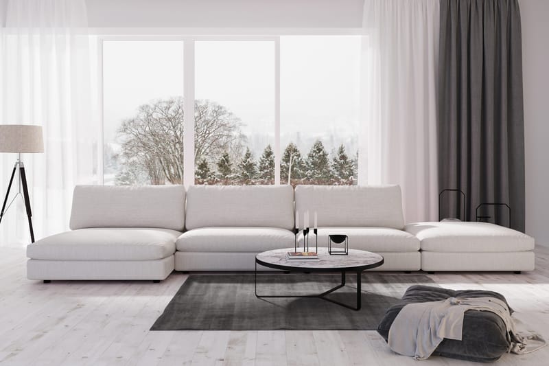 Arken 6-sits Vändbar U-formad Modulsoffa med Divan + Fotpall i Tyg - Ljusgrå - Möbler - Soffa - Modulsoffor - Komplett modulsoffa