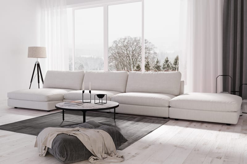 Arken 6-sits Vändbar U-formad Modulsoffa med Divan + Fotpall i Tyg - Ljusgrå - Möbler - Soffa - Modulsoffor - Komplett modulsoffa