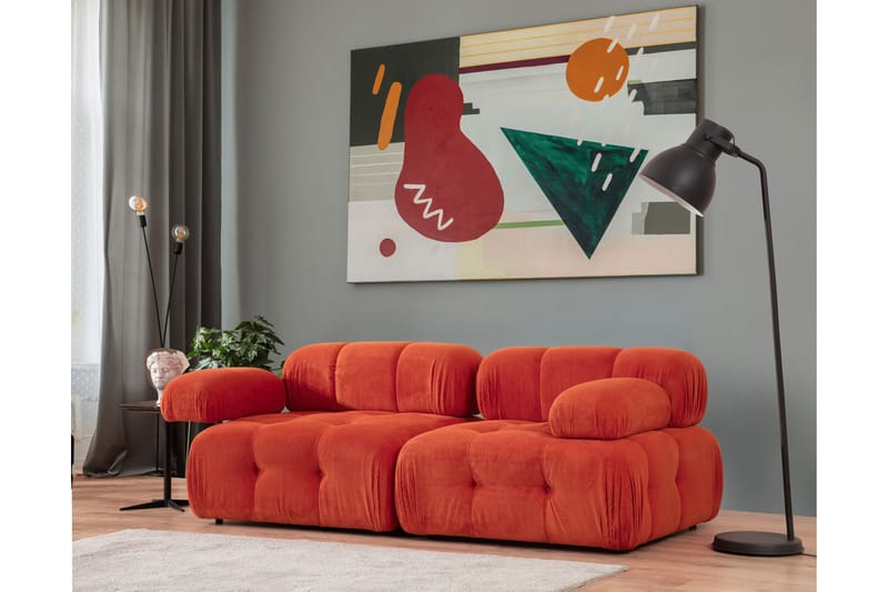Belgin Bubblig divansoffa 2-sits med utfällbara armstöd och ryggstöd - Röd Manchester - Möbler - Soffa - Modulsoffor - Komplett modulsoffa