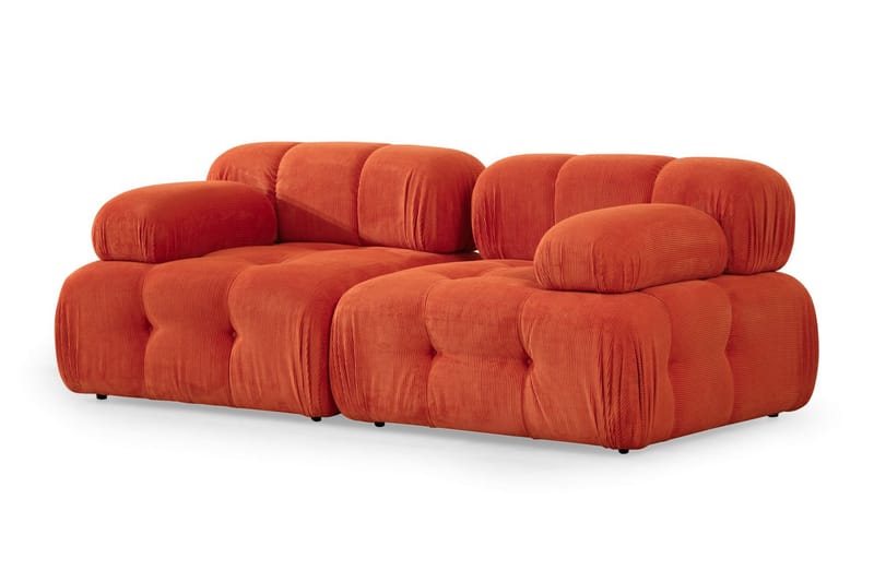 Belgin Bubblig divansoffa 2-sits med utfällbara armstöd och ryggstöd - Röd Manchester - Möbler - Soffa - Modulsoffor - Komplett modulsoffa