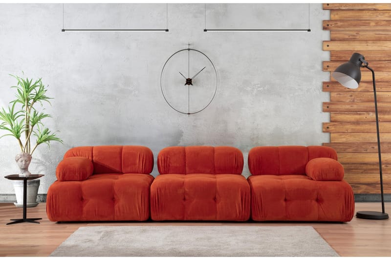Belgin Bubblig Divansoffa 3-sits med utfällbara armstöd och ryggstöd - Röd - Möbler - Soffa - Modulsoffor - Komplett modulsoffa
