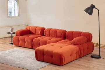 Belgin Bubblig Divansoffa 3-sits med utfällbara armstöd och ryggstöd - Röd - Möbler - Soffa - Modulsoffor - Komplett modulsoffa