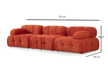 Belgin Bubblig Divansoffa 3-sits med utfällbara armstöd och ryggstöd - Röd - Möbler - Soffa - Modulsoffor - Komplett modulsoffa
