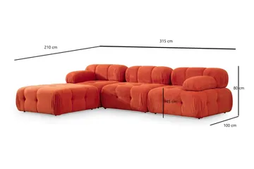 Belgin Bubblig Divansoffa 3-sits med utfällbara armstöd och ryggstöd - Röd - Möbler - Soffa - Modulsoffor - Komplett modulsoffa