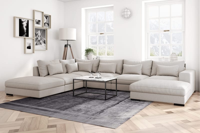 Dubai Stor U-modulsoffa med Divan Höger 432 cm Extra Djup - Beige - Möbler - Soffa - Modulsoffor - Komplett modulsoffa