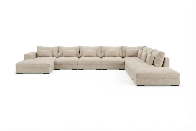Dubai U-modulsoffa Large med Divan Vänster Extra Djup i Chenille, Beige