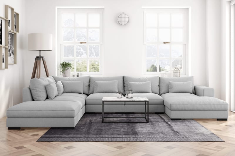 Dubai U-modulsoffa med Divan Höger - Ljusgrå - Möbler - Soffa - U-soffa