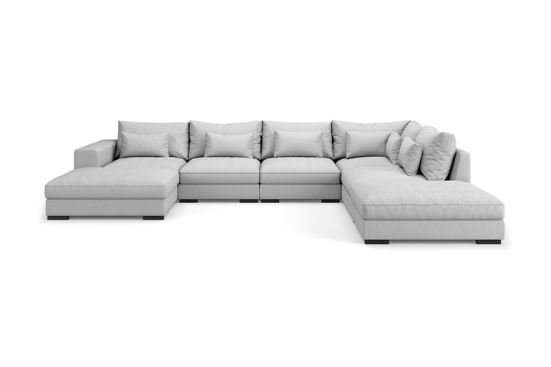 Dubai U-modulsoffa med Divan Vänster Extra Djup - Ljusgrå - Möbler - Soffa - Modulsoffor - Komplett modulsoffa