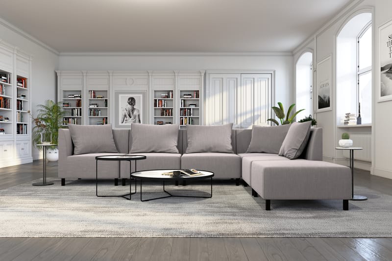 Noelia Modulsoffa med Divan Vändbar - Linnegrå - Möbler - Soffa - Modulsoffor - Komplett modulsoffa