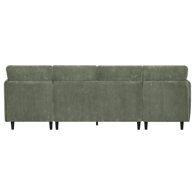 Lindhus 4-sits U-soffa med dubbeldivan och förvaring i manchester - Grön - Möbler - Soffa - Modulsoffor - Komplett modulsoffa