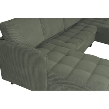 Lindhus 4-sits U-soffa med dubbeldivan och förvaring i manchester - Grön - Möbler - Soffa - Modulsoffor - Komplett modulsoffa