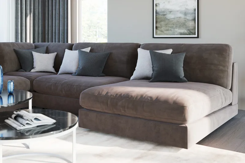Arken 1-sits Mittmodul i Sammet 70 cm bred - Brun - Möbler - Soffa - Modulsoffor - Mittmodul