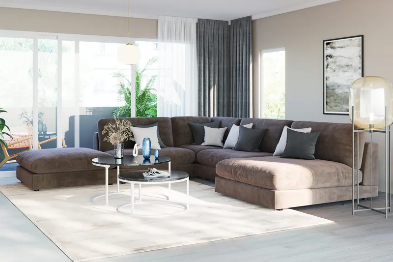 Arken 1-sits Mittmodul i Sammet 70 cm bred - Brun - Möbler - Soffa - Modulsoffor - Mittmodul