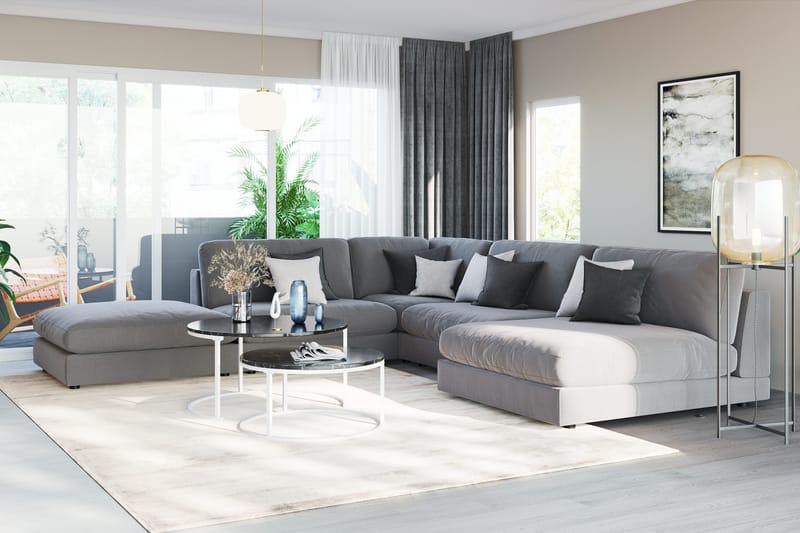 Arken 1-sits Mittmodul i Sammet 70 cm bred - Ljusgrå - Möbler - Soffa - Modulsoffor - Mittmodul