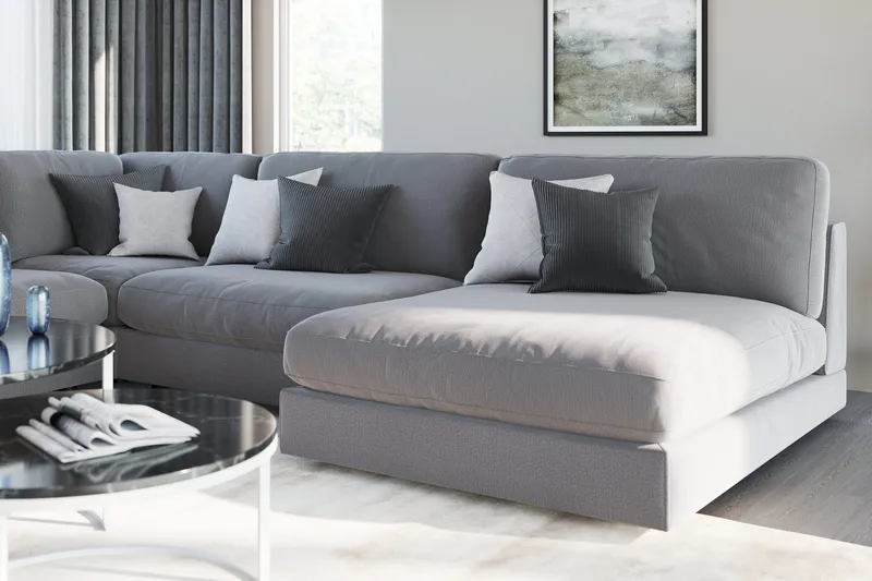 Arken 1-sits Mittmodul i Sammet 70 cm bred - Ljusgrå - Möbler - Soffa - Modulsoffor - Mittmodul