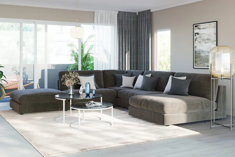 Arken 1-sits Mittmodul i Sammet 70 cm bred - Mörkgrå - Möbler - Soffa - Modulsoffor - Mittmodul