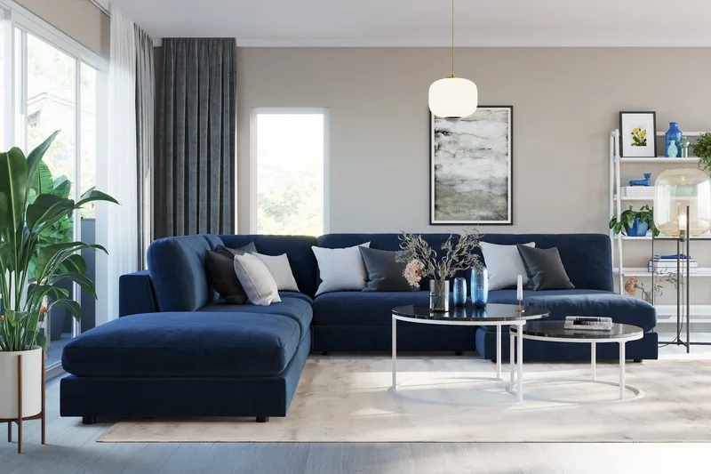 Arken 1-sits Mittmodul i Sammet 90 cm bred - Blå - Möbler - Soffa - Modulsoffor - Mittmodul