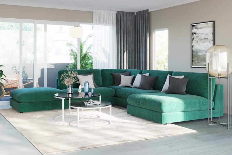 Arken 1-sits Mittmodul i Sammet 90 cm bred - Grön - Möbler - Soffa - Modulsoffor - Mittmodul