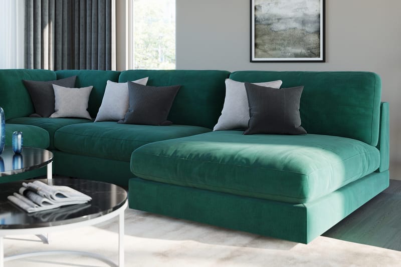 Arken 1-sits Mittmodul i Sammet 90 cm bred - Grön - Möbler - Soffa - Modulsoffor - Mittmodul